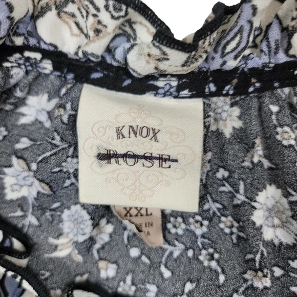 Knox Rose Black Blue White Floral Sleeveless Maxi Dress Sz XXL - Picture 4 of 6